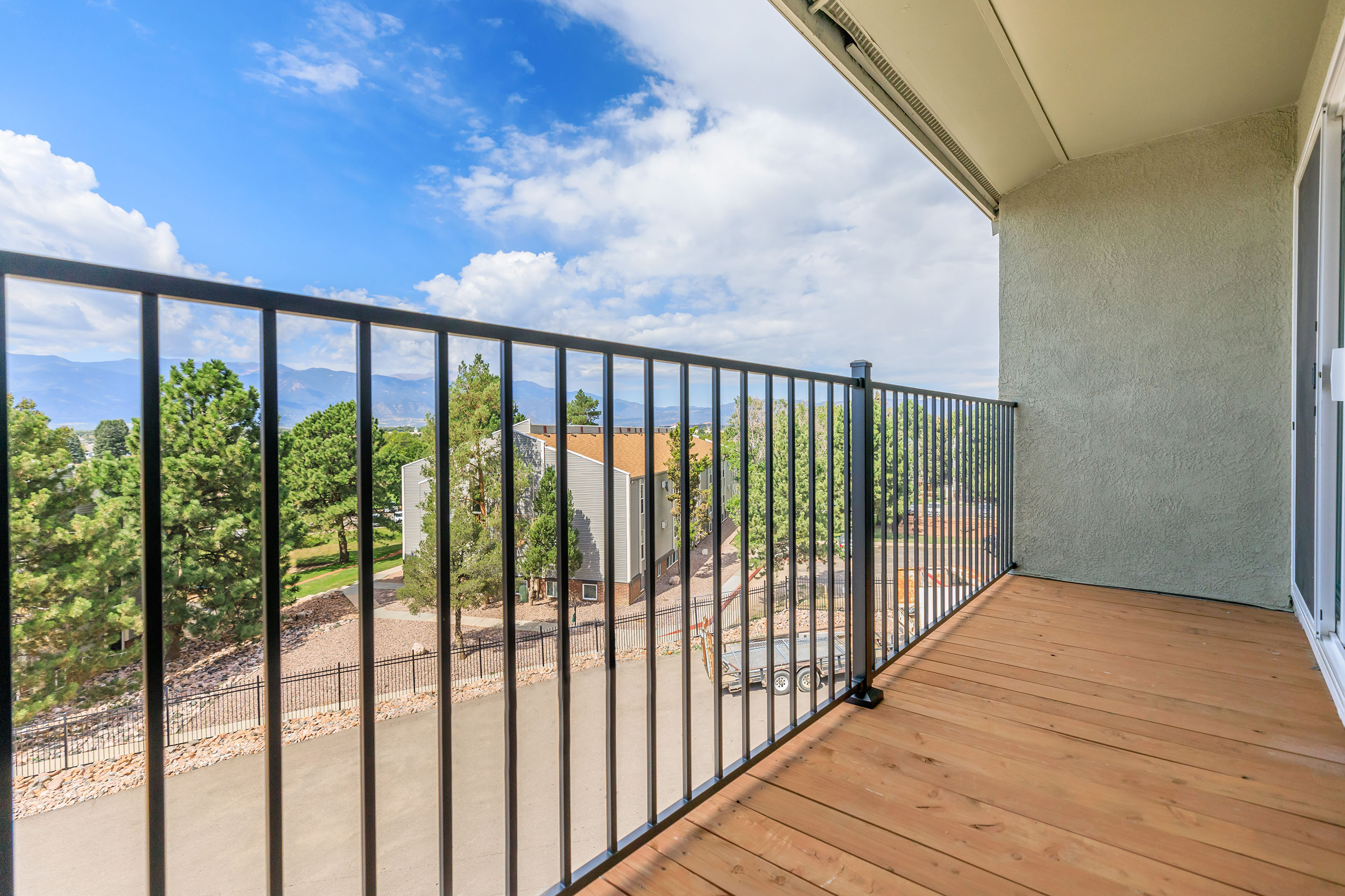 balcony view at Stone Canyon apartments in Colorado Springs